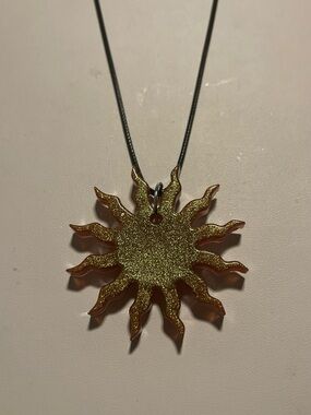 Gold Glitter Sunburst Necklace for Women